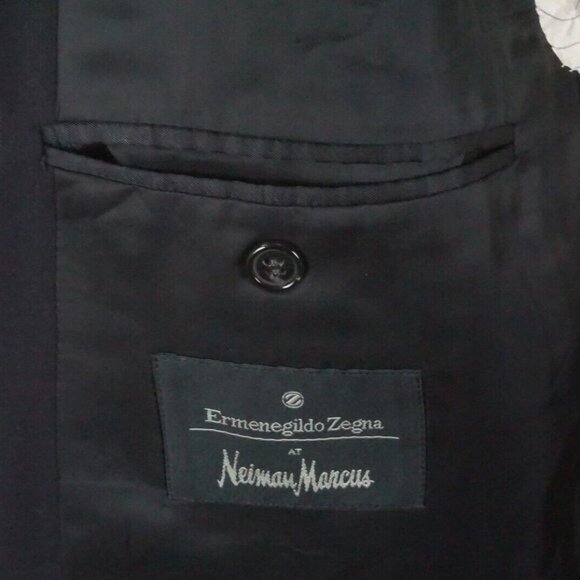 Ermenegildo Zegna Trofeo Navy Striped 100% Wool 2 Pc Suit Jacket Pants Sz 44S - Picture 9 of 13